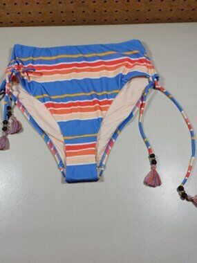 Letarte womens striped colorful Sardinia Luxe bikini swim bottoms XS NWT